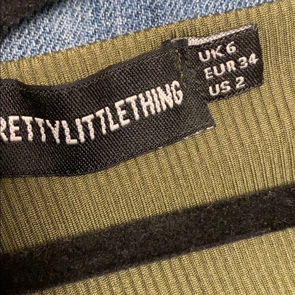 PRETTY LITTLE THING GREEN RIBBED BODYSUIT SIZE 2 - Picture 5 of 5